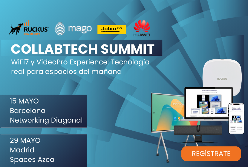 Evento 100% experiencial para integradores que quieren vender más.Calidad de vídeo profesional, sonido nítido, interacción en tiempo real y una conexión WiFi7 que nunca falla. ¡Lo último en colaboración en una sesión! ruckus jabra mago barco aruba zyxel logitech yealink huawei