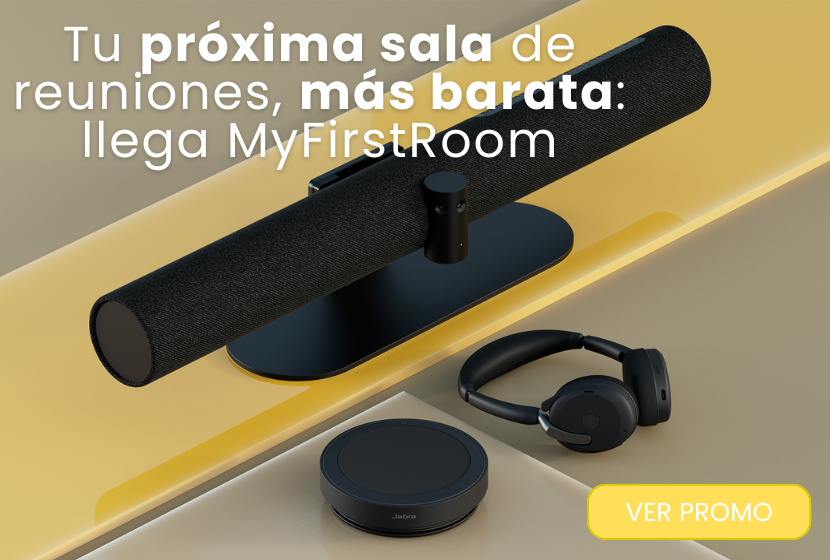 Guía para integradores: elige la solución de vídeo Jabra ideal según el tamaño de sala —huddle, media o grande—, descubre la nueva PanaCast U30 con HDMI IN/OUT y aprovecha la promo MyFirstRoom con la PanaCast 50 desde 560,43 € + IVA.